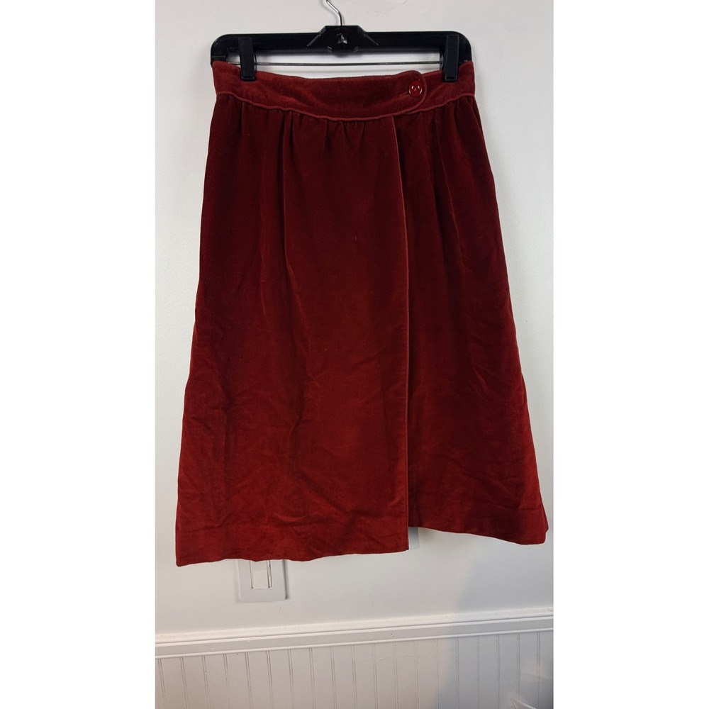Vintage Gordon of‎ Philadelphia Red Velvet Wrap Midi Skirt Size 10